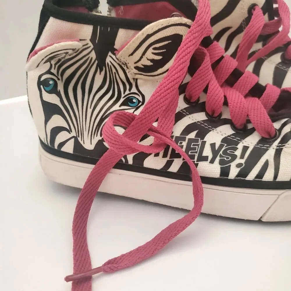 Heely’s Pink Youth Size 3 Lace Up Shoes Girl's Zebra Style Skate Shoes Striped